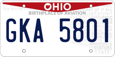 OH license plate GKA5801