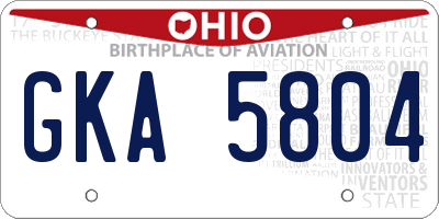 OH license plate GKA5804