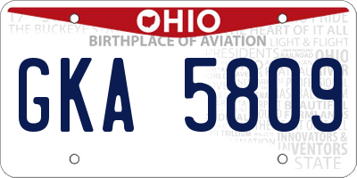 OH license plate GKA5809