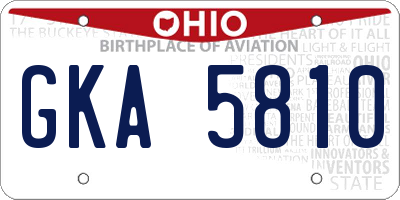 OH license plate GKA5810