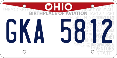 OH license plate GKA5812
