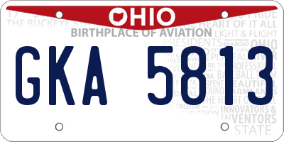 OH license plate GKA5813
