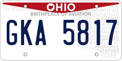 OH license plate GKA5817
