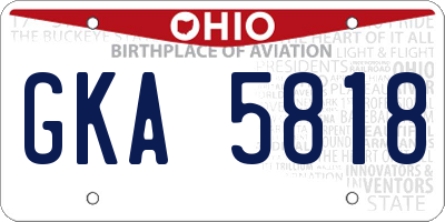 OH license plate GKA5818