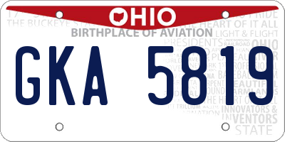 OH license plate GKA5819