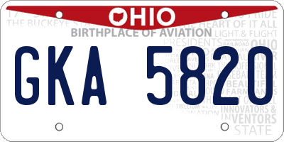 OH license plate GKA5820