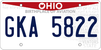 OH license plate GKA5822