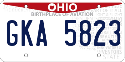 OH license plate GKA5823