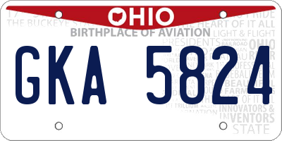 OH license plate GKA5824