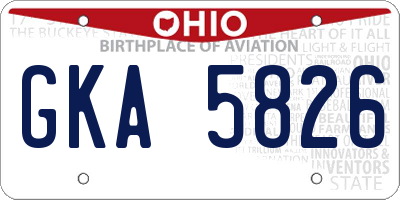 OH license plate GKA5826