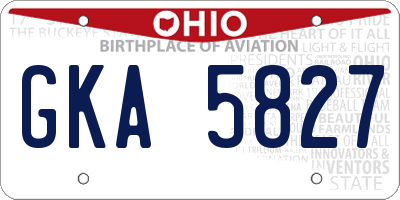 OH license plate GKA5827