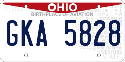 OH license plate GKA5828