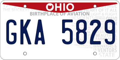 OH license plate GKA5829