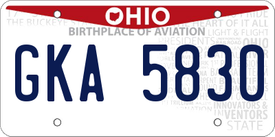 OH license plate GKA5830