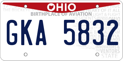 OH license plate GKA5832