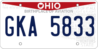 OH license plate GKA5833