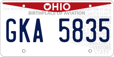 OH license plate GKA5835