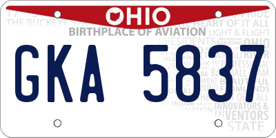 OH license plate GKA5837