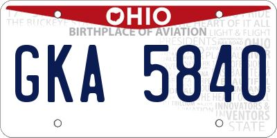 OH license plate GKA5840