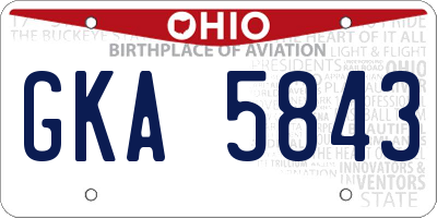 OH license plate GKA5843