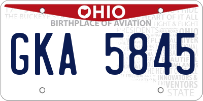 OH license plate GKA5845