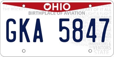 OH license plate GKA5847