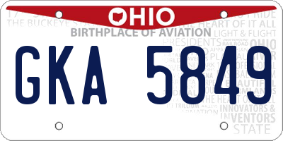 OH license plate GKA5849
