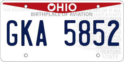 OH license plate GKA5852