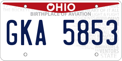 OH license plate GKA5853