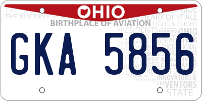 OH license plate GKA5856