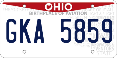 OH license plate GKA5859