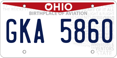OH license plate GKA5860