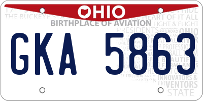 OH license plate GKA5863