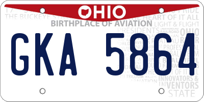 OH license plate GKA5864