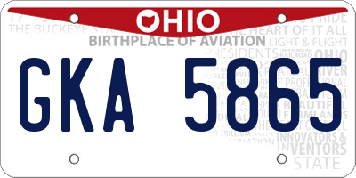 OH license plate GKA5865