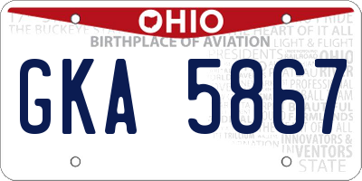 OH license plate GKA5867