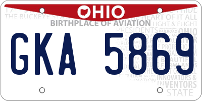OH license plate GKA5869