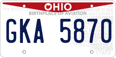 OH license plate GKA5870