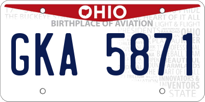 OH license plate GKA5871