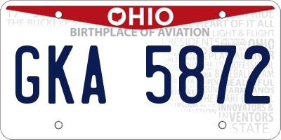 OH license plate GKA5872