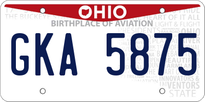 OH license plate GKA5875