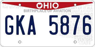 OH license plate GKA5876