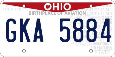 OH license plate GKA5884