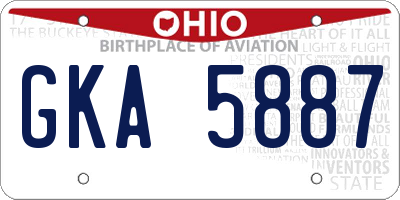 OH license plate GKA5887