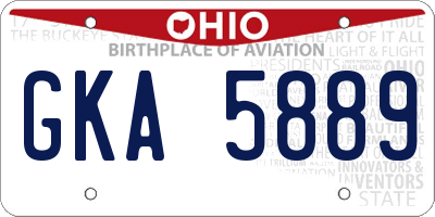OH license plate GKA5889
