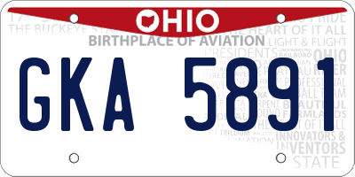 OH license plate GKA5891