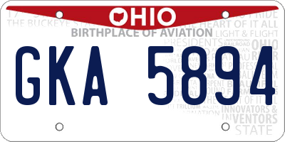 OH license plate GKA5894