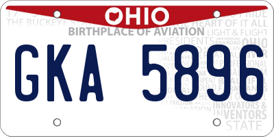 OH license plate GKA5896