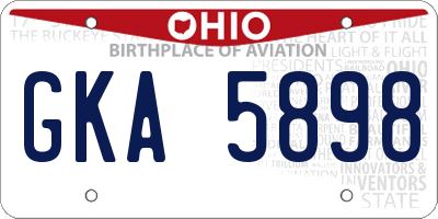 OH license plate GKA5898