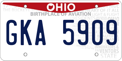 OH license plate GKA5909